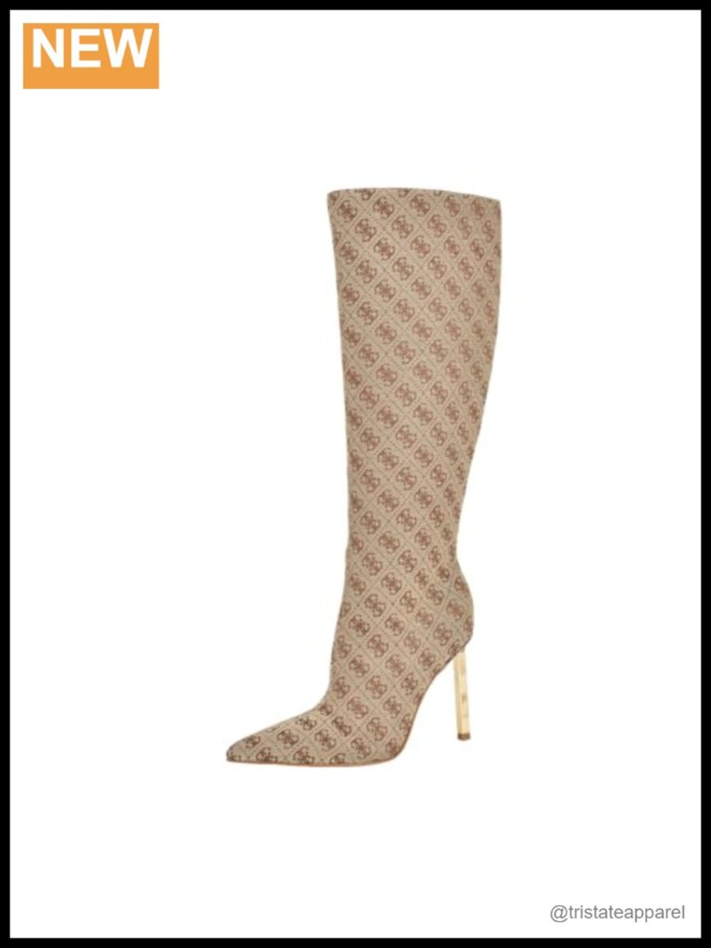 GUESS Candeley Knee High Stiletto Boots 3.74" Heel Pointed Toe Textile Upper